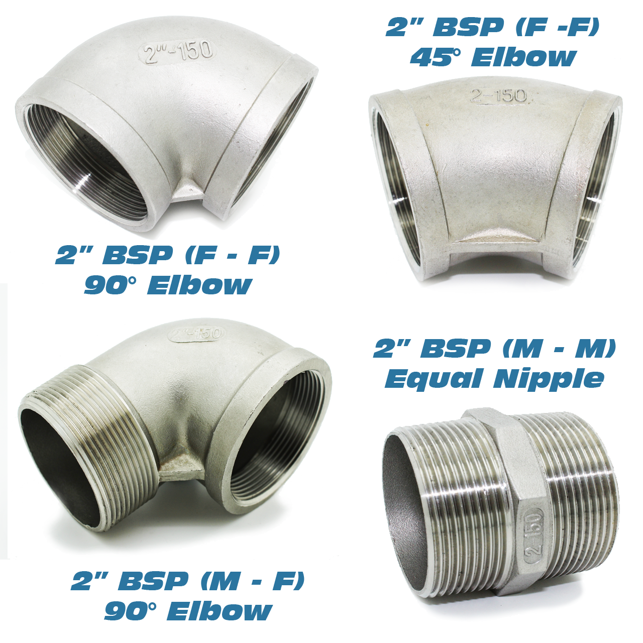 2" BSP Stainless Steel Pipe Fittings - Atkinson Equipment Ltd